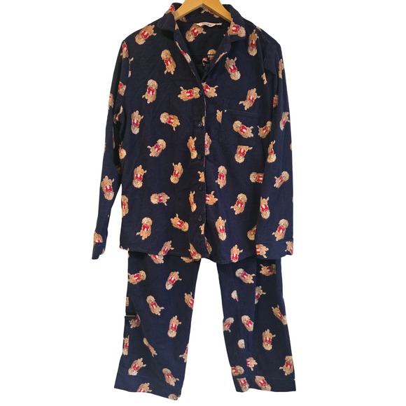 La Vie En Rose Other - la Vie en Rose Womens Navy Blue Golden Retriever Flannel Pajama Set Large L
